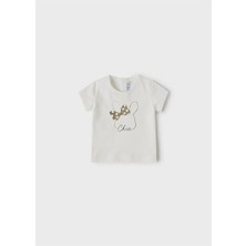 Kids House Kız Bebek Krem Tshirt-Kısa Kol Basıc