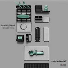 Madesmart Bulaşık Paspası, Kurutma Taşı Koleksiyonu, Nem Buharlaşmasını Hızlandırır, Doğal ve Mineral Malzemeler, Kaymaz Taban, Karbon