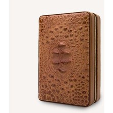 Lubinski Çakmak Setli Deri Seyahat Humidor Brown YJA-60006-BN