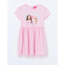 Lc Waikiki Yeni Sezon Bisiklet Yaka Barbie Baskılı Kız Çocuk Elbise