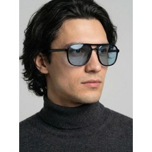 Bappir Yorg Siyah Çerçeveli Mavi Camlı Erkek Kadın Unisex Güneş Gözlüğü