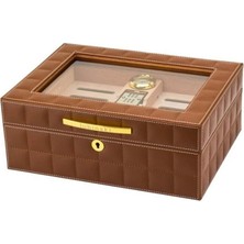Lubinski Camlı Deri Brown Humidor YJA-60011-BN