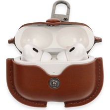 Bezos Airpods Pro 2 (2.nesil) Çanta Deri Kılıf - Taba