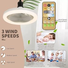 Kumandalı 3 Mod Işıklı ve Fanlı Zaman Ayarlı Ledli Lambalı Tavan Vantilatörü E27 Duy, Duya Takılabilen, Ayarlanabilir Fan Hızları, Zamanlayıcılı, Ortam Serinletici