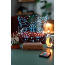 Modiwa Design Kelebek 16 Renk Uzaktan Kumandalı 3D Ahşap Gece Lambası Hediyelik