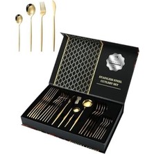 410 Çelik 24 Parça Gold Yemek Kaşık Çatal Bıçak Seti CIN518SR