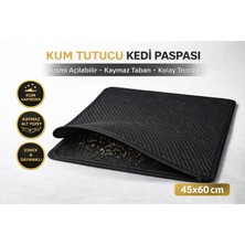 Usm Kedi Elekli Tuvalet Önü Kum Tutucu Paspas  45 cm - 60 cm Siyah