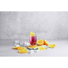 Sorrento Cam Pipet, Sürdürülebilir ve Tekrar Kullanılabilir, Borosilikat Cam, Soğuk ve Sıcak Içecekler Için, 4 Adet, Uzunluk: 23 Cm, Kavisli Şekil, Renk: Şeffaf, Temizleme Fırçası Dahil