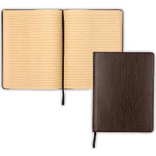 Samsill Vintage Sert Kapaklı Defter, Büyük Pu Deri Yazı Defteri, 18,5 x 25,5 Cm, 100 Parşömen Tarzı Çizgili Çarşaf (200 Sayfa), Koyu Kahverengi