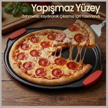 33 cm Delikli Pizza Tepsisi - Yapışmaz Seramik Kaplama, Döküm Alüminyum Yuvarlak Fırın Tepsisi - Çıtır Tabanlı Profesyonel Pizza Kalıbı (Pfoa/ptfe Içermez)
