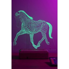 Modiwa Design Koşan At 16 Renk Uzaktan Kumandalı 3D Ahşap Gece Lambası Hediyelik
