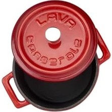 Metal Döküm Mini Tencere, 10 Cm, 0.35 L Hacim, Kırmızı