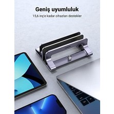 Masa Için Dikey Dizüstü Bilgisayar Standı Çift Yuvalı Dizüstü Bilgisayar Standı Tutucu Ayarlanabilir Dock Alüminyum Masaüstü Standı MacBook Air Pro, Microsoft Surface Laptop 4, Lg Gram 17 ile