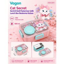 Vagonlife Vagon Cat Secret Sevimli Kedi Paslanmaz Çelik Lunch Box Beslenme Kutusu VGN-2637