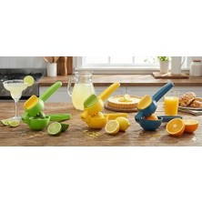El Tipi Narenciye ve Limon Sıkacağı – Kapaklı Filtreli Tasarım, Dayanıklı Abs Gövde, Portakal Mandalina Limon Için Uygun, Ergonomik Saplı Pratik Mutfak Sıkacağı (Lacivert-Sarı)