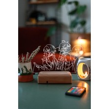 Modiwa Design Lumine & Aether - Genshin Impact 16 Renk Uzaktan Kumandalı 3D Ahşap Gece Lambası Hediyelik