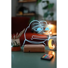 Modiwa Design Sad Frog 16 Renk Uzaktan Kumandalı 3D Ahşap Gece Lambası Hediyelik