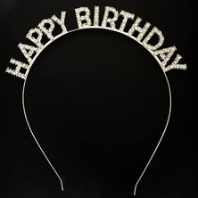 Uslucan Alışveriş Gümüş Kristal Taşlı Happy Birthday Doğum Günü Tacı Ithal Ürün 17X16 cm