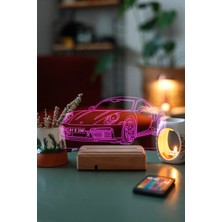 Modiwa Design Porsche 911 16 Renk Uzaktan Kumandalı 3D Ahşap Gece Lambası Hediyelik