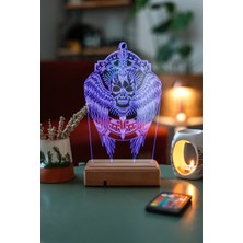 Modiwa Design Kanatlı Iskelet 16 Renk Uzaktan Kumandalı 3D Ahşap Gece Lambası Hediyelik