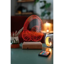 Modiwa Design Müzik Sevenlere Kulaklık 16 Renk Uzaktan Kumandalı 3D Ahşap Gece Lambası Hediyelik