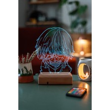 Modiwa Design Tokyo Ghoul Ken Kaneki 16 Renk Uzaktan Kumandalı 3D Ahşap Gece Lambası Hediyelik