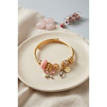 Pembe Kelebek Model Charmlı Bileklik