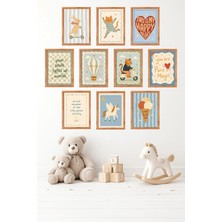 UNT 10'lu Çerçeve Görünümlü Pastel | Bebek Odası | Nursery, Tiger Tablo Seti 15X20 cm Mdf Uv Baskı