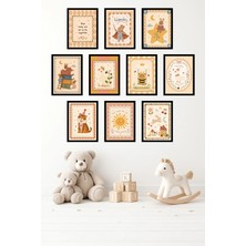 UNT 10'lu Çerçeve Görünümlü Pastel | Bebek Odası | Nursery, Minimalist, Vintage Tablo Seti 15X20 cm Mdf Uv Baskı