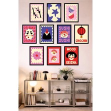 UNT 10'lu Çerçeve Görünümlü Mutfak | Modern | Retro Duvar Posteri Tablo Seti– 15X20 cm Mdf Uv Baskı