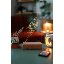 Modiwa Design Ev Şimşek 16 Renk Uzaktan Kumandalı 3D Ahşap Gece Lambası Hediyelik