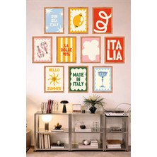 UNT 10'lu Çerçeve Görünümlü Mutfak | Modern | Retro Duvar Posteri Tablo Seti– 15X20 cm Mdf Uv Baskı