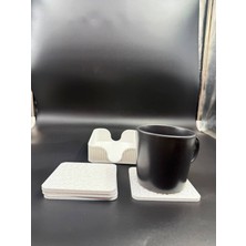 3D Atelier Stantlı ve Stant Desenli 4'lü Dekoratif Bardak Altlığı Seti