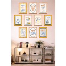 UNT 10'lu Çerçeve Görünümlü Mutfak | Modern | Retro Duvar Posteri Tablo Seti– 15X20 cm Mdf Uv Baskı