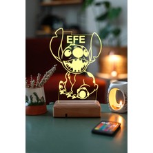 Modiwa Design Stitch 16 Renk Uzaktan Kumandalı 3D Ahşap Gece Lambası Hediyelik