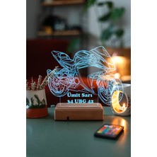 Modiwa Design Yamaha R25 Motor 16 Renk Uzaktan Kumandalı 3D Ahşap Gece Lambası Hediyelik
