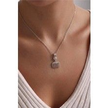 Minon - Pavé Taşlı Tarak Motifli Kolye - 925 Ayar Gümüş