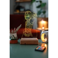 Modiwa Design Death-Note Mello 16 Renk Uzaktan Kumandalı 3D Ahşap Gece Lambası Hediyelik