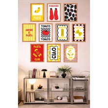 UNT 10'lu Çerçeve Görünümlü Mutfak | Modern | Retro Duvar Posteri Tablo Seti– 15X20 cm Mdf Uv Baskı