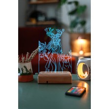 Modiwa Design Artemis 16 Renk Uzaktan Kumandalı 3D Ahşap Gece Lambası Hediyelik
