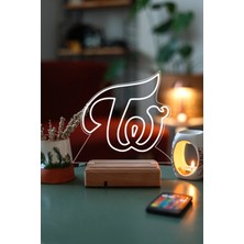 Modiwa Design Twice K-Pop 16 Renk Uzaktan Kumandalı 3D Ahşap Gece Lambası Hediyelik
