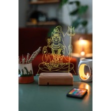 Modiwa Design Lord Shiva 16 Renk Uzaktan Kumandalı 3D Ahşap Gece Lambası Hediyelik