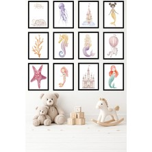 UNT 12'li Çerçeve Görünümlü Bebek ve Çocuk Odası Tablo Seti – 15X20 cm Mdf Uv Baskı
