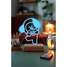 Modiwa Design BT21 Chimmy Bts Jimin 16 Renk Uzaktan Kumandalı 3D Ahşap Gece Lambası Hediyelik