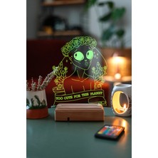 Modiwa Design Uzaylı 16 Renk Uzaktan Kumandalı 3D Ahşap Gece Lambası Hediyelik
