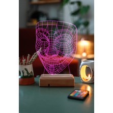 Modiwa Design V For Vendetta Maske 16 Renk Uzaktan Kumandalı 3D Ahşap Gece Lambası Hediyelik