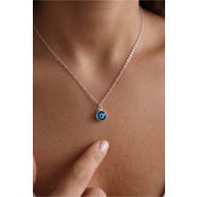 Minon - Minimal Koruyucu Nazar Boncuğu Kolye - 925 Ayar Gümüş