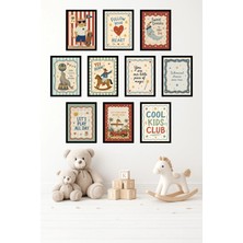 UNT 10'lu Çerçeve Görünümlü Pastel | Bebek Odası | Nursery, Minimalist, Vintage Tablo Seti 15X20 cm Mdf Uv Baskı