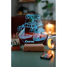 Modiwa Design Wall-E 16 Renk Uzaktan Kumandalı 3D Ahşap Gece Lambası Hediyelik