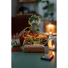 Modiwa Design My Hero Academia Katsuki Bakugo 16 Renk Uzaktan Kumandalı 3D Ahşap Gece Lambası Hediyelik